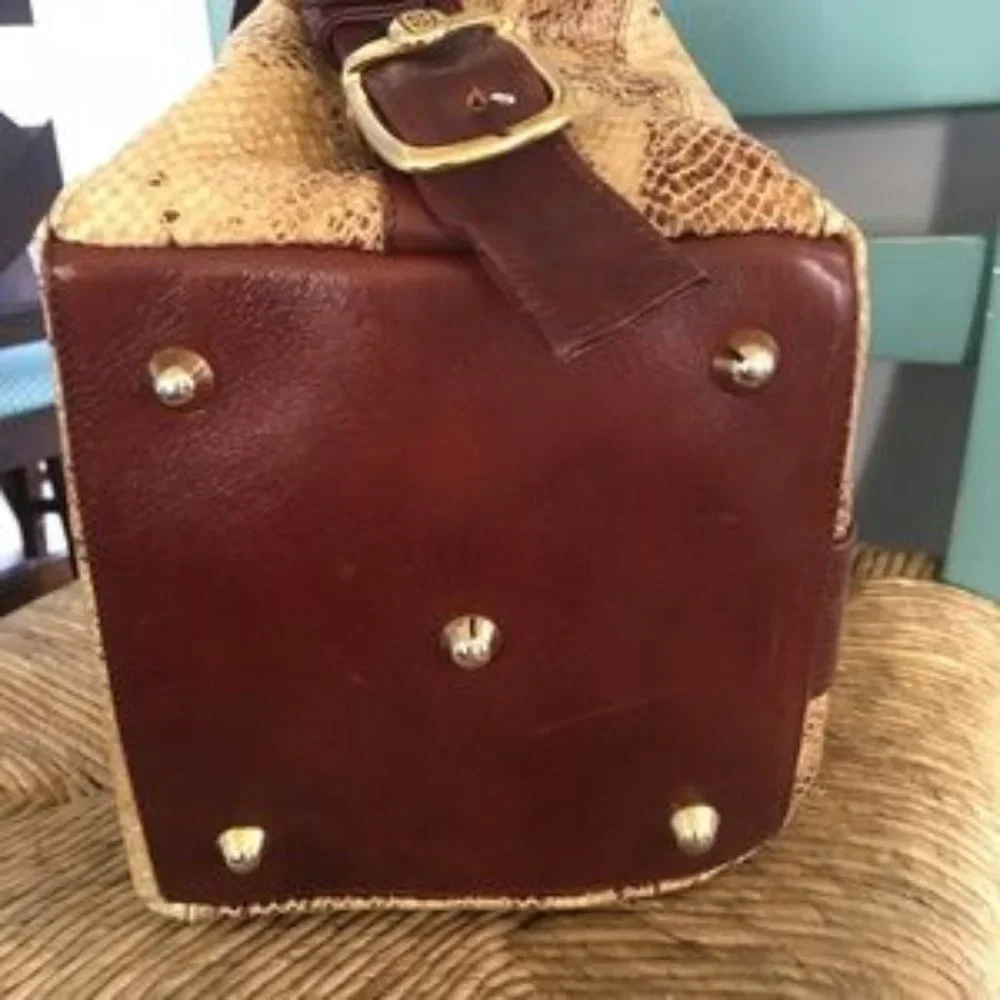 Marino Orlandi bucket bag snake embossed leather Italy - Picture 3 of 16